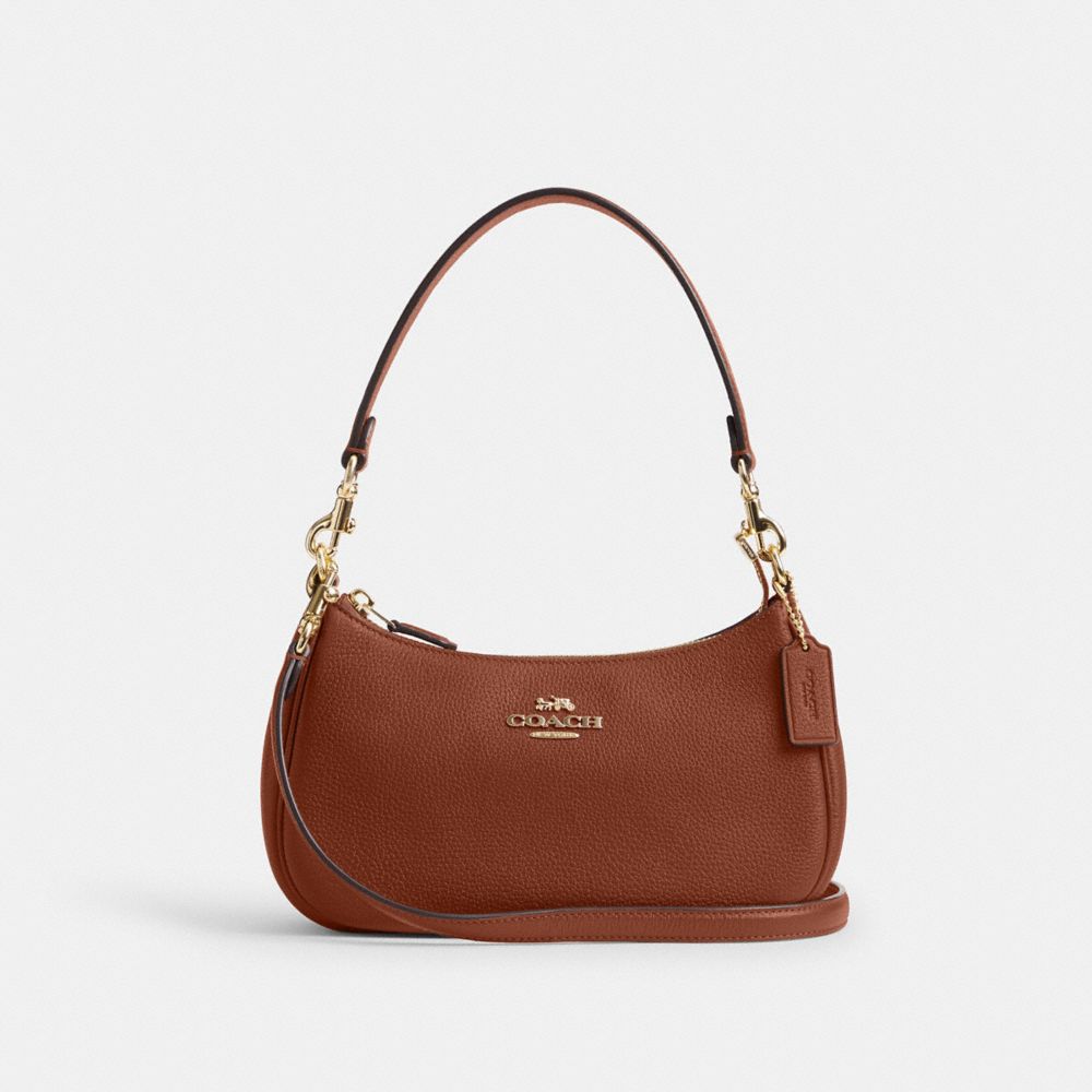 COACH CT843 Teri Shoulder Bag With Tooling GOLD/REDWOOD MULTI