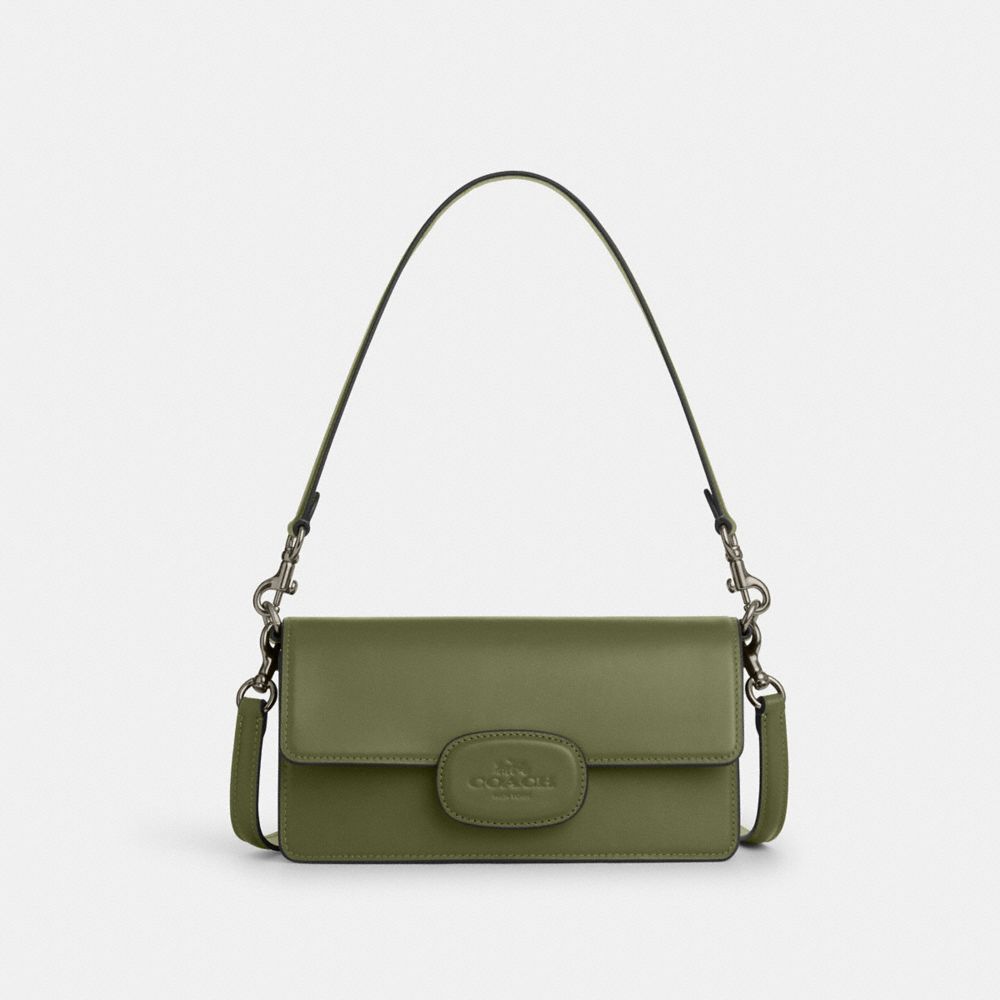 Eliza Flap Crossbody With Leather Covered Closure - CT851 - Gunmetal/Military Green