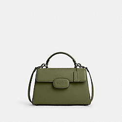 Eliza Top Handle With Leather Covered Closure - CT852 - Gunmetal/Military Green
