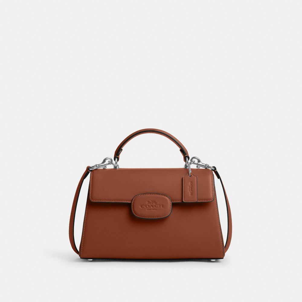 COACH CT852 Eliza Top Handle With Leather Covered Closure SV/REDWOOD