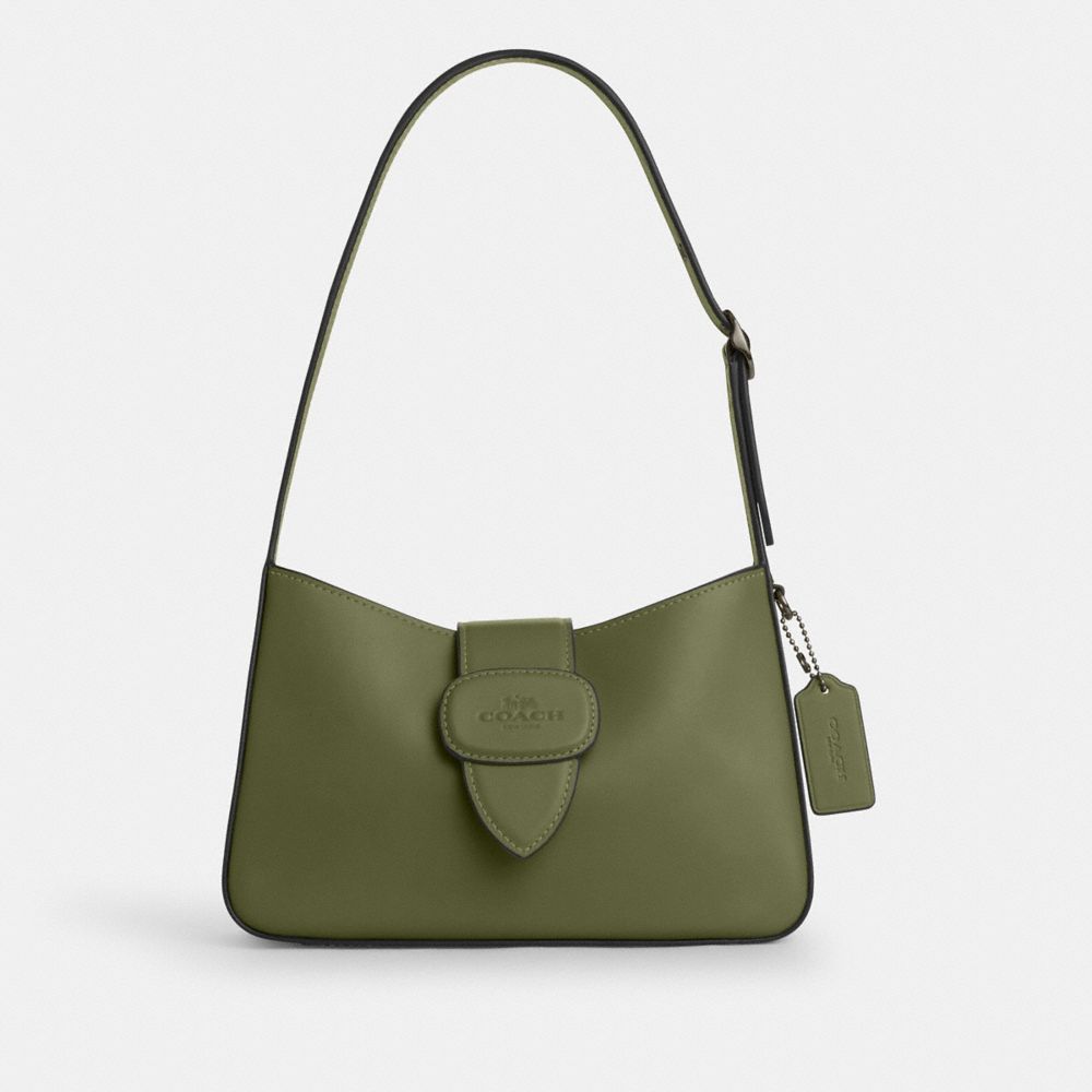 COACH CT853 Eliza Shoulder Bag With Leather Covered Closure GUNMETAL/MILITARY GREEN