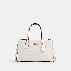 Nina Small Tote Bag In Signature Leather - CT854 - Gold/Chalk