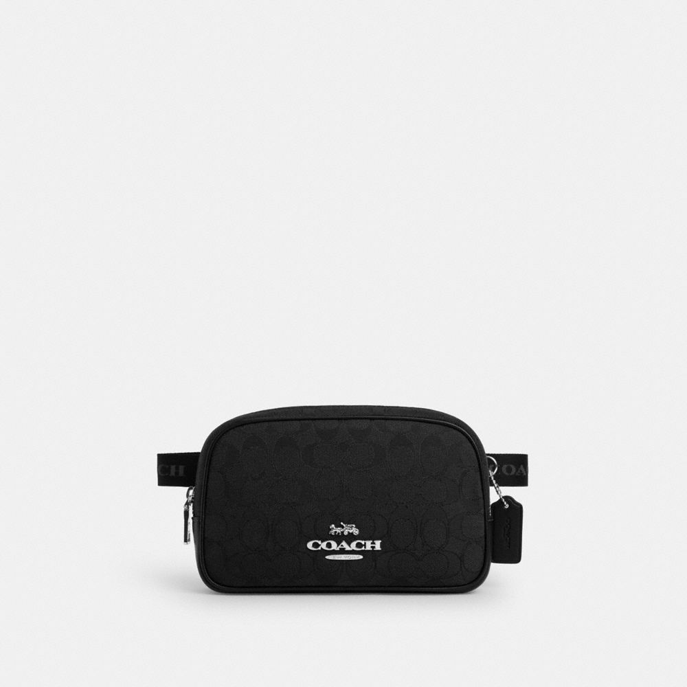 COACH CT860 Pace Belt Bag In Signature Jacquard SILVER/BLACK