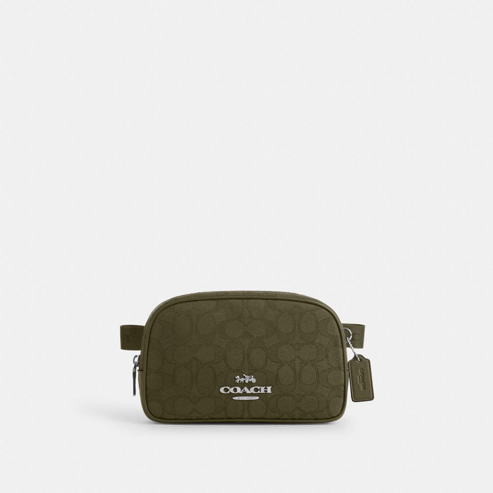 COACH CT860 Pace Belt Bag In Signature Jacquard SILVER/OLIVE DRAB/OLIVE DRAB