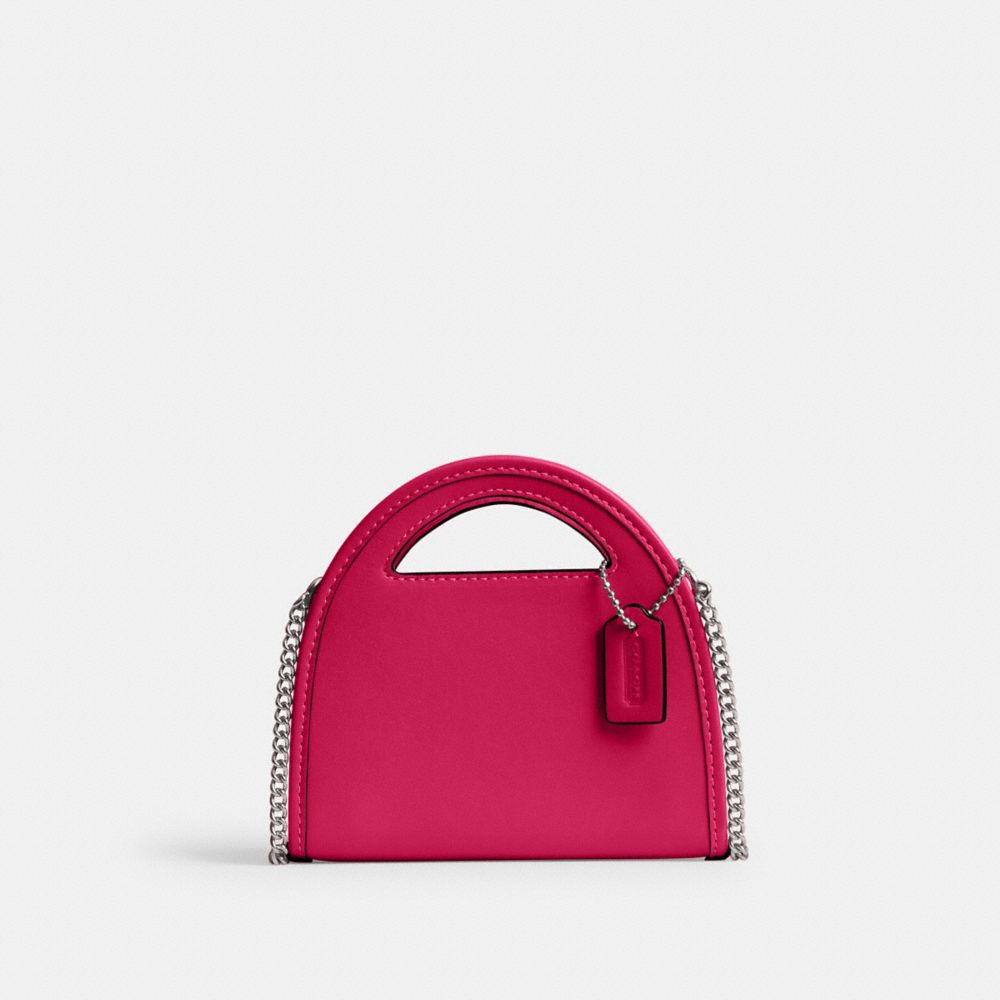 COACH&reg;,Top Handle Card Case,Leather,Bi Fold,Logo,Embossed,Day Party,Fuchsia,Front View