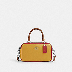 Satchel Crossbody In Colorblock - CT883 - Silver/Yellow Gold Multi