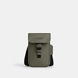 Racer Phone Crossbody In Smooth Leather - CT886 - Gunmetal/Military Green
