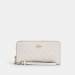 Long Zip Around Wallet In Signature Leather - CT921 - Gold/Chalk