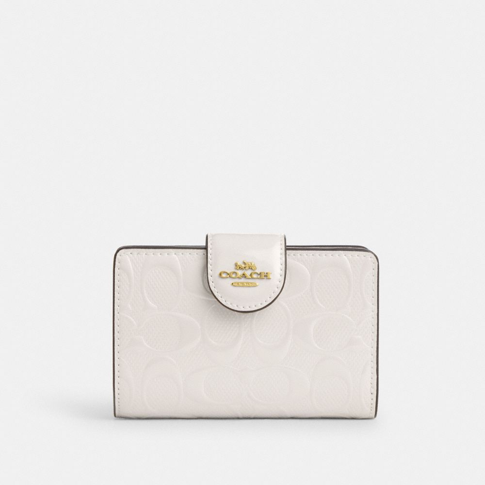 Medium Corner Zip Wallet In Signature Leather - CT979 - Gold/Chalk