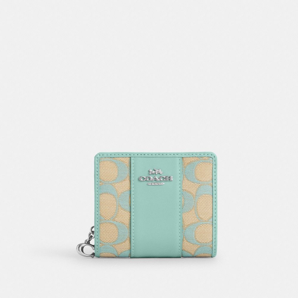 COACH CT980 Snap Wallet In Signature Jacquard SV/FADED BLUE