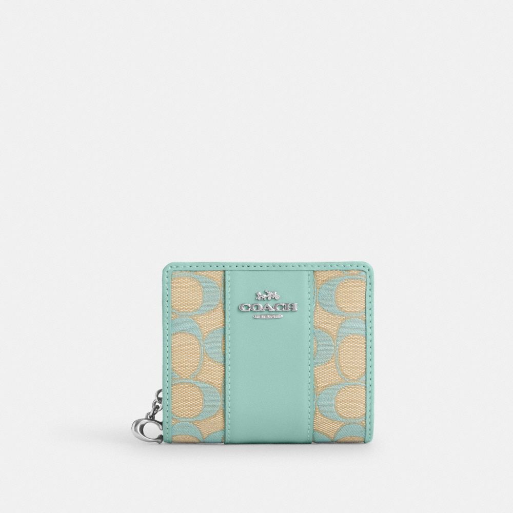 COACH CT980 Snap Wallet In Signature Jacquard SV/FADED BLUE