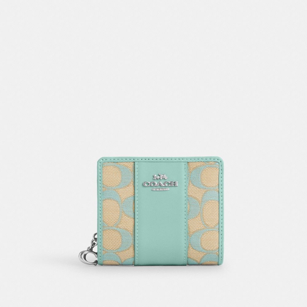 Snap Wallet In Signature Jacquard - CT980 - Sv/Faded Blue