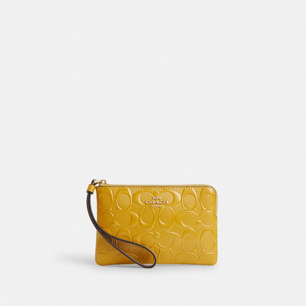 COACH CT992 Corner Zip In Signature Leather GOLD/GOLD