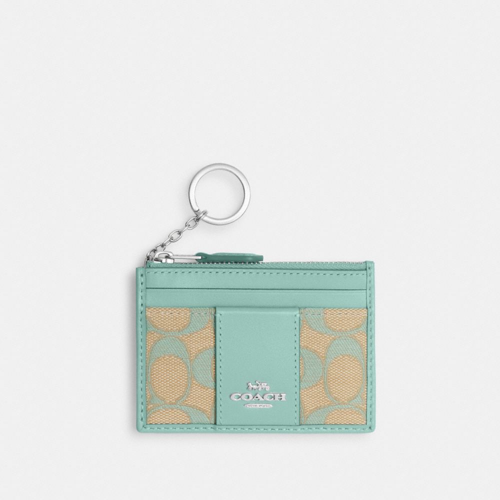 COACH CT994 Mini Skinny Id Case In Signature Jacquard SV/FADED BLUE