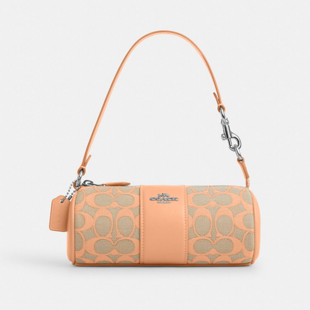 COACH CU003 Nolita Barrel Bag In Signature Jacquard Sv/Faded Blush