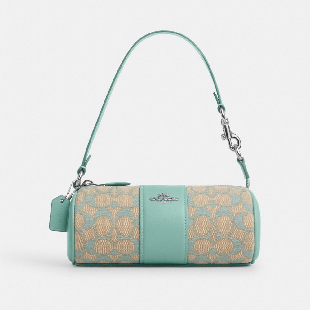 COACH CU003 Nolita Barrel Bag In Signature Jacquard SV/FADED BLUE