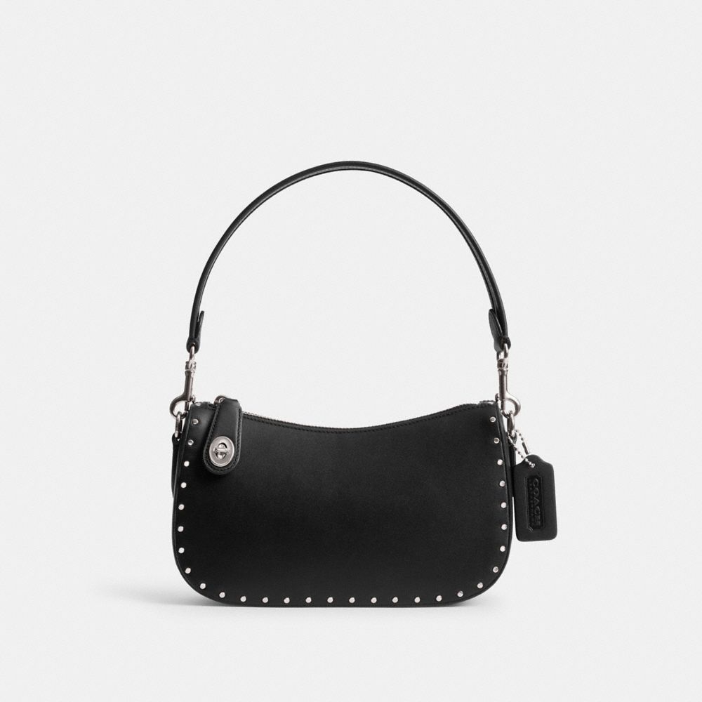 COACH CU019 Swinger Bag With Rivets SILVER/BLACK