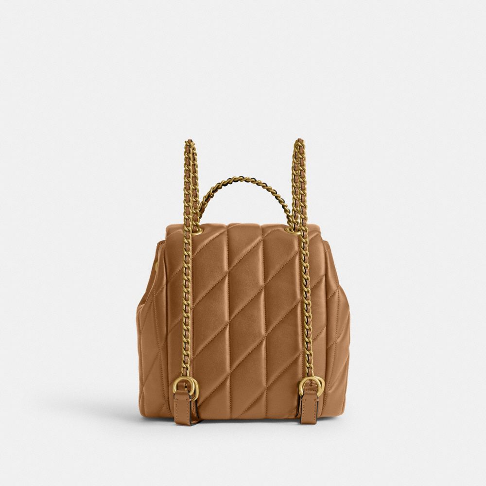 TABBY BACKPACK WITH PILLOW QUILTING-B4/HONEY BROWN