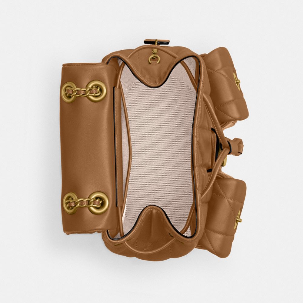 TABBY BACKPACK WITH PILLOW QUILTING-B4/HONEY BROWN