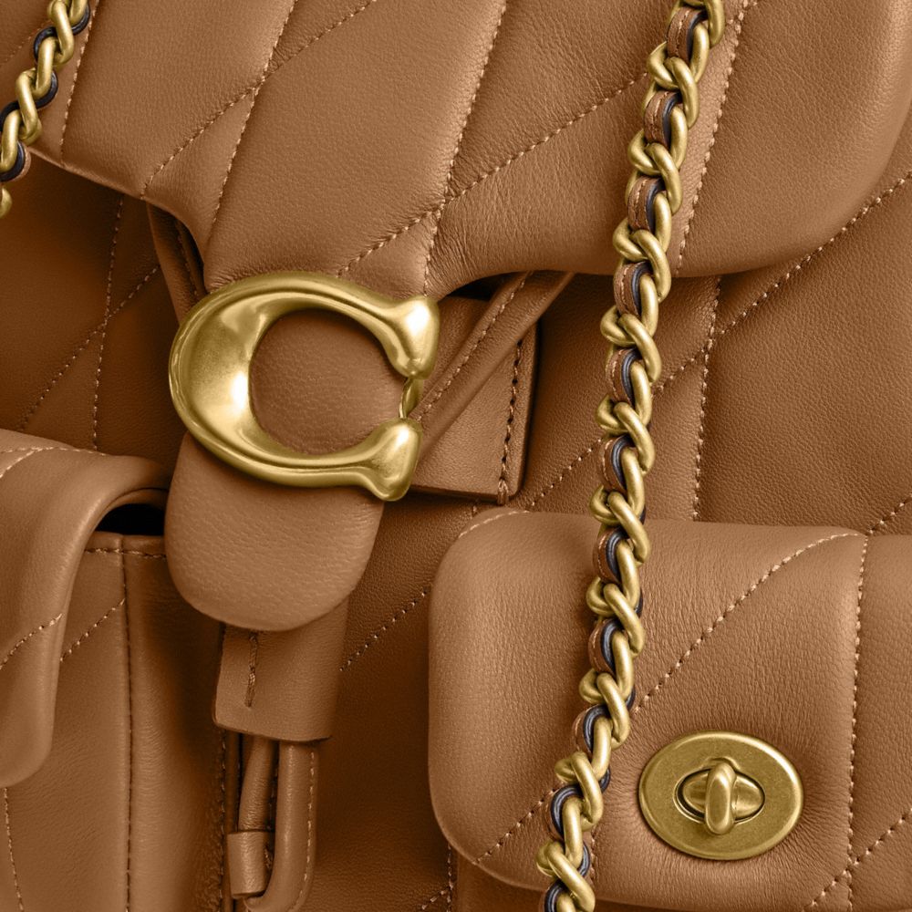 TABBY BACKPACK WITH PILLOW QUILTING-B4/HONEY BROWN