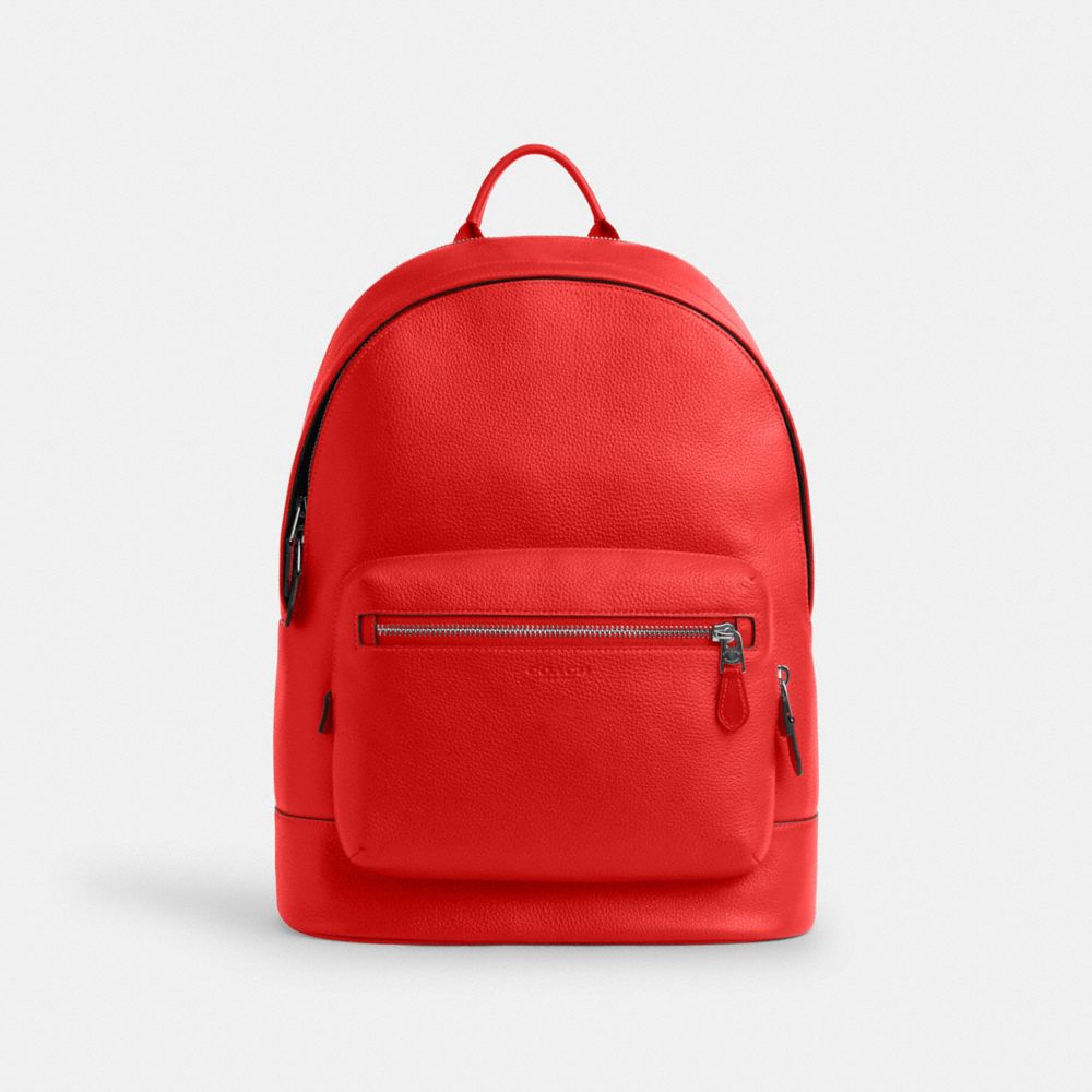 COACH CU105 West Backpack SILVER/MIAMI RED