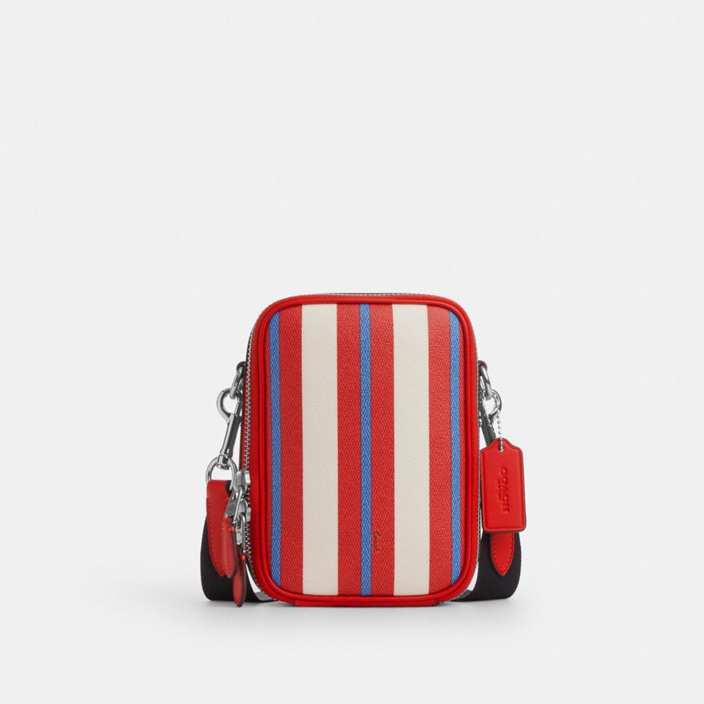 Stanton Crossbody With Stripe Print - CU108 - Silver/Miami Red Multi