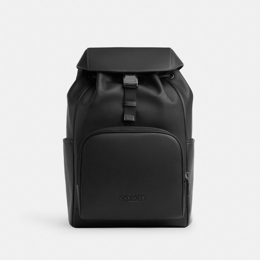 Racer Backpack In Smooth Leather - CU112 - Gunmetal/Black