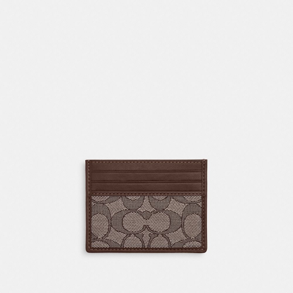 Slim Id Card Case In Signature Jacquard - CU117 - Oak/Maple