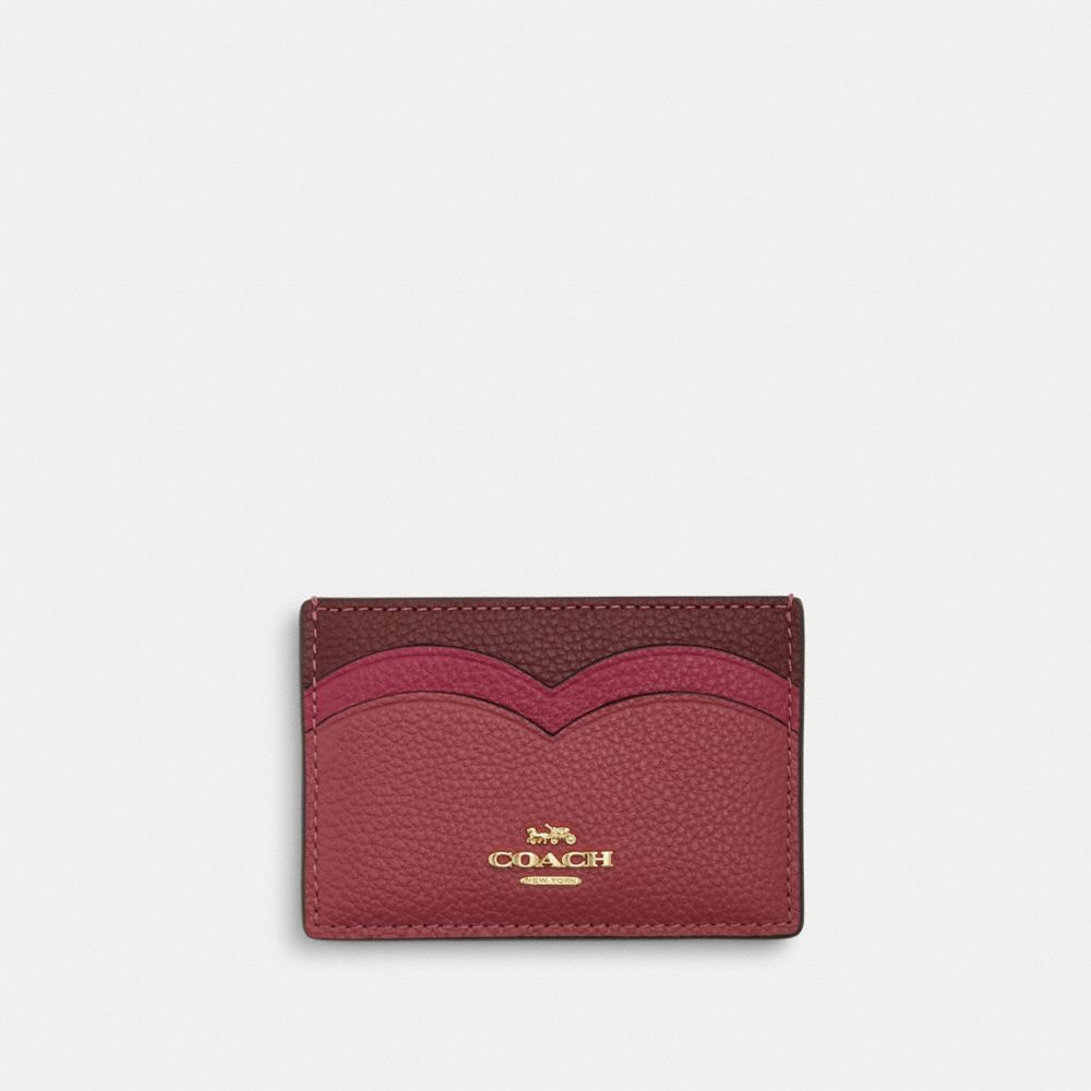 COACH CU138 Heart Card Case Gold/Rouge Multi