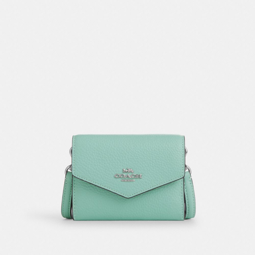 COACH CU170 Mini Envelope Wallet With Strap SV/FADED BLUE