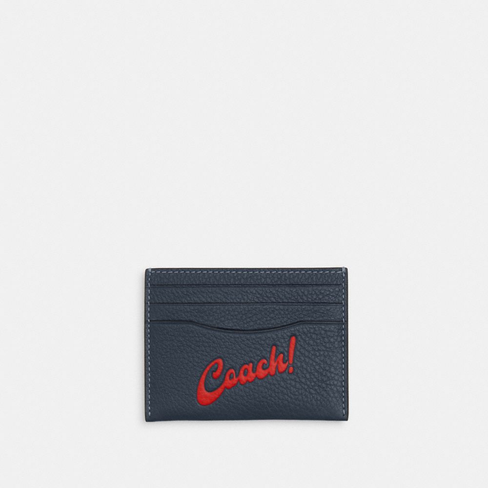 COACH CU174 Slim Id Card Case With Coach Graphic Denim/Red