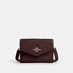 Mini Envelope Wallet With Strap - CU175 - Gold/Merlot