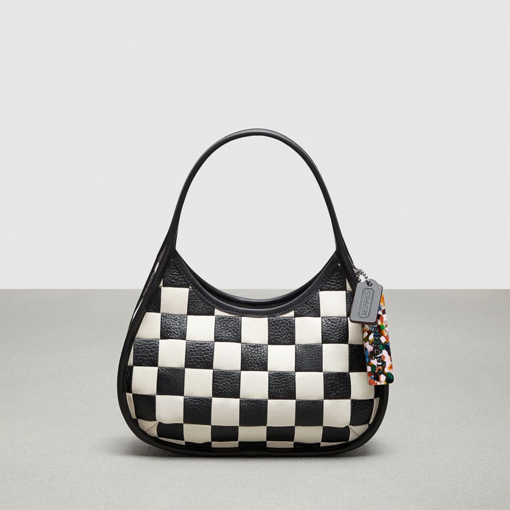 Ergo Bag In Checkerboard Patchwork Upcrafted Leather - CU192 - Black/Chalk