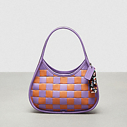 Ergo Bag In Checkerboard Patchwork Upcrafted Leather - CU192 - Iris/Faded Orange