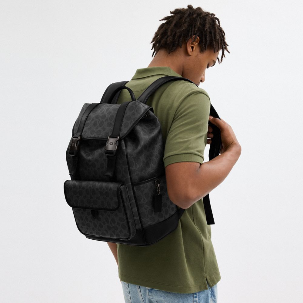 LEAGUE FLAP BACKPACK IN SIGNATURE CANVAS