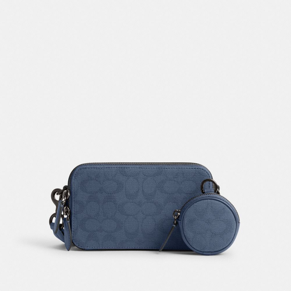 COACH CU207 Charter Slim Crossbody Bag In Signature Canvas Jacquard WASHED CHAMBRAY