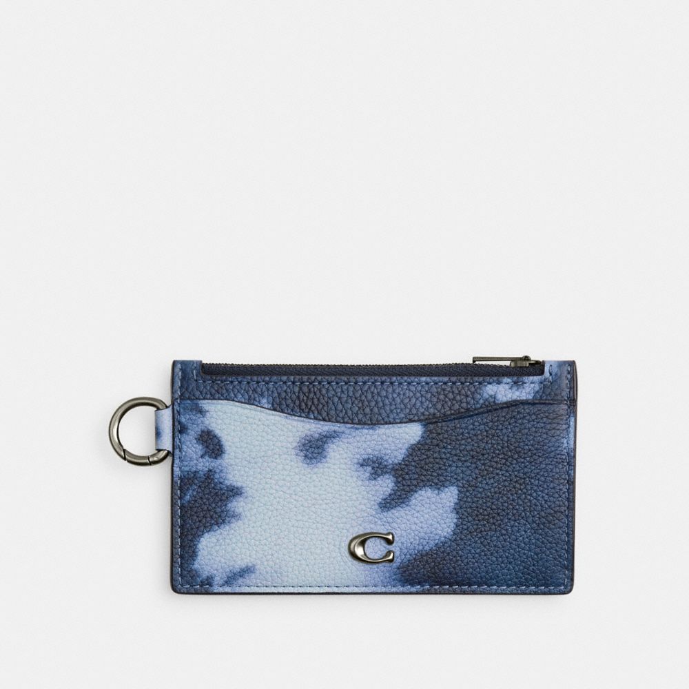 COACH CU214 Zip Card Case With Tie Dye Print MIDNIGHT NAVY MULTI