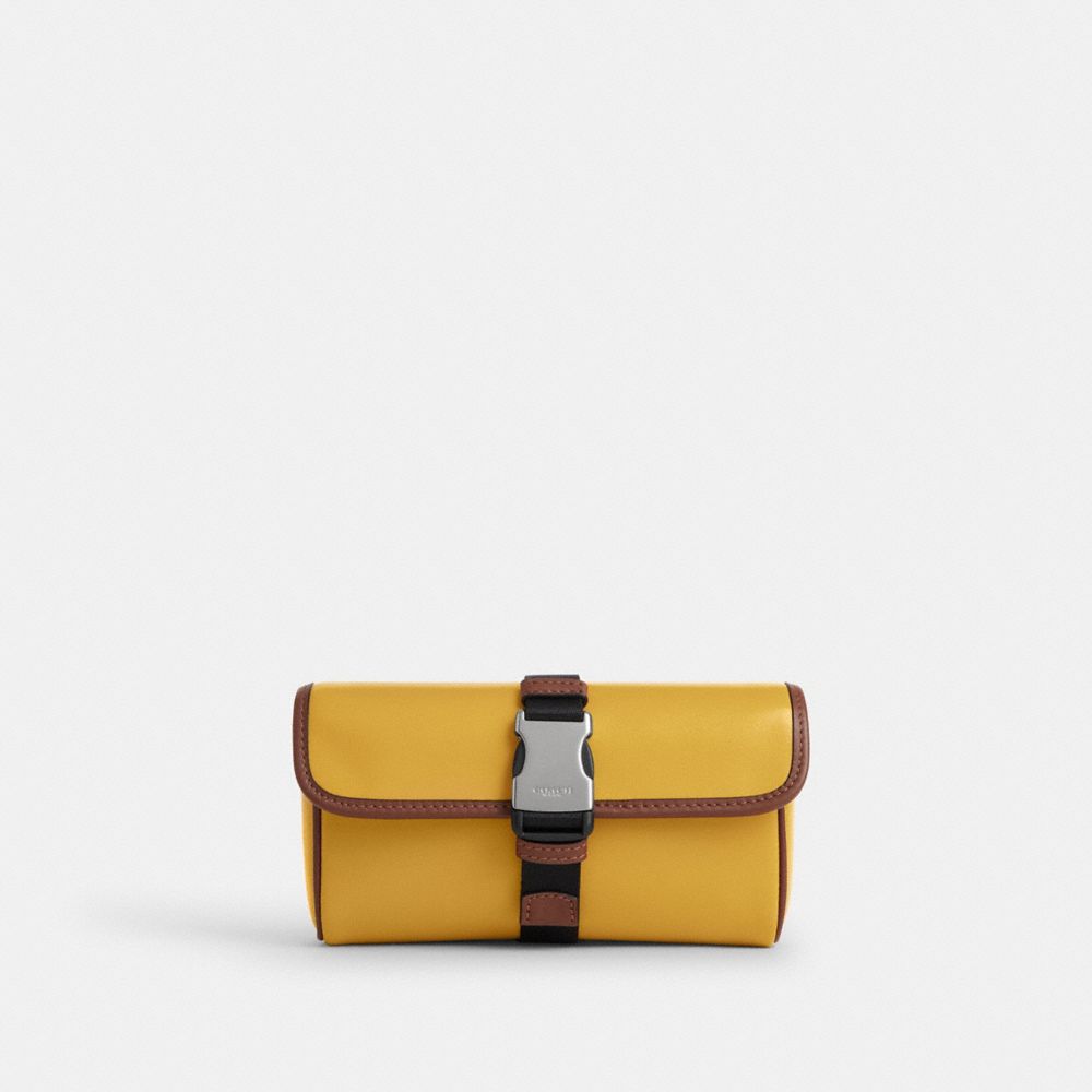 COACH CU238 Racer Pouch SV/YELLOW GOLD/SADDLE