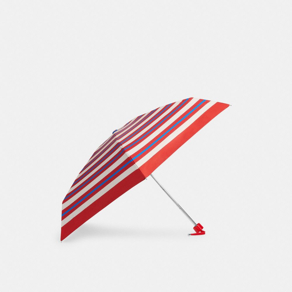 COACH CU248 Uv Protection Mini Umbrella In Stripe Print SILVER/CHALK MULTI