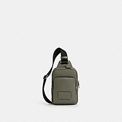 Racer Sling Pack In Smooth Leather - CU252 - Gunmetal/Military Green