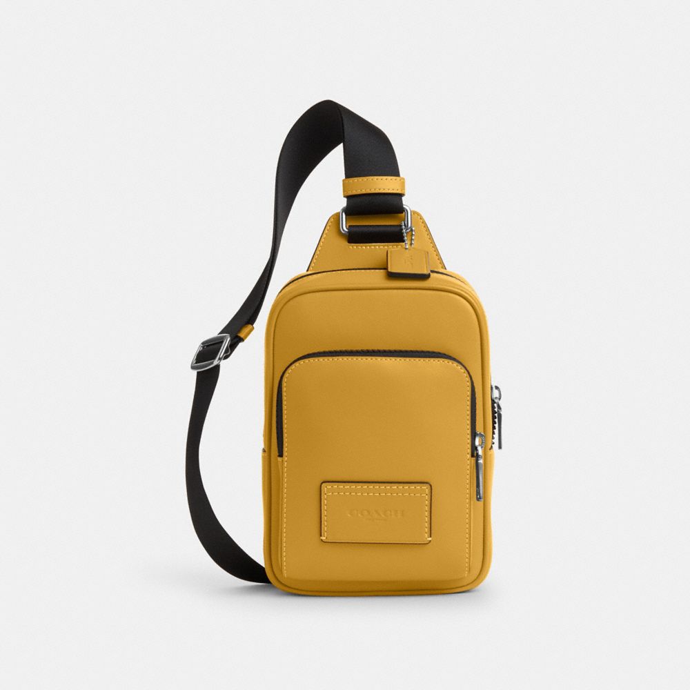 COACH CU252 Racer Sling Pack In Smooth Leather SV/YELLOW GOLD