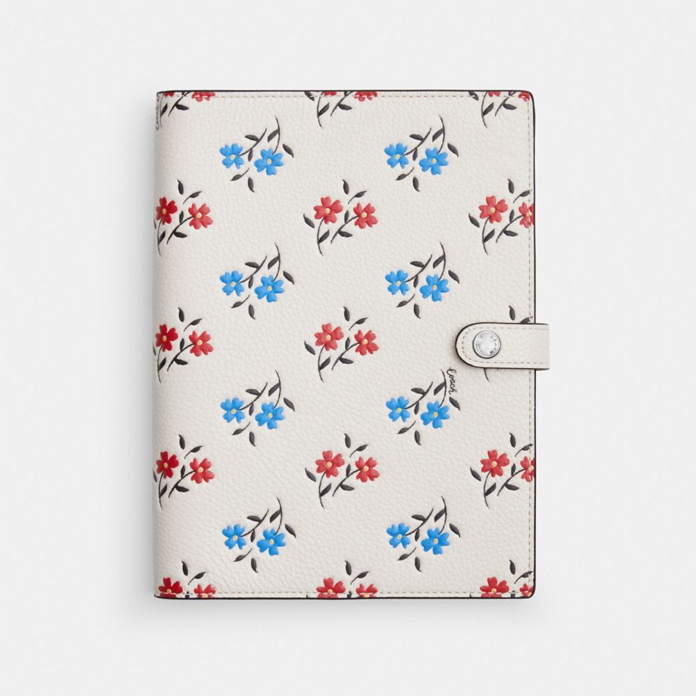 COACH CU266 Notebook With Floral Print SILVER/CHALK MULTI