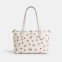 COACH CU271 Gallery Tote With Ladybug Floral Print GOLD/CHALK MULTI