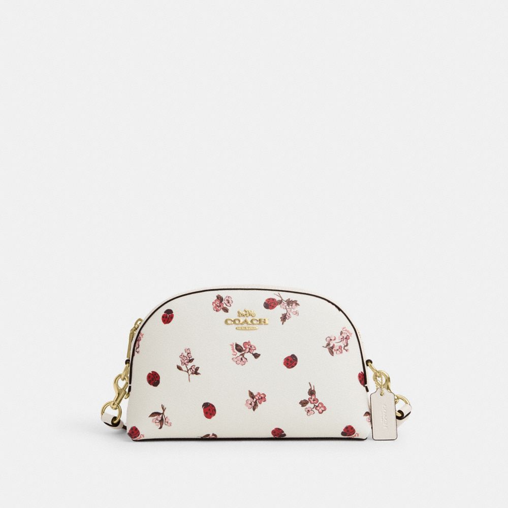 Madi Crossbody With Ladybug Floral Print - CU273 - Gold/Chalk Multi