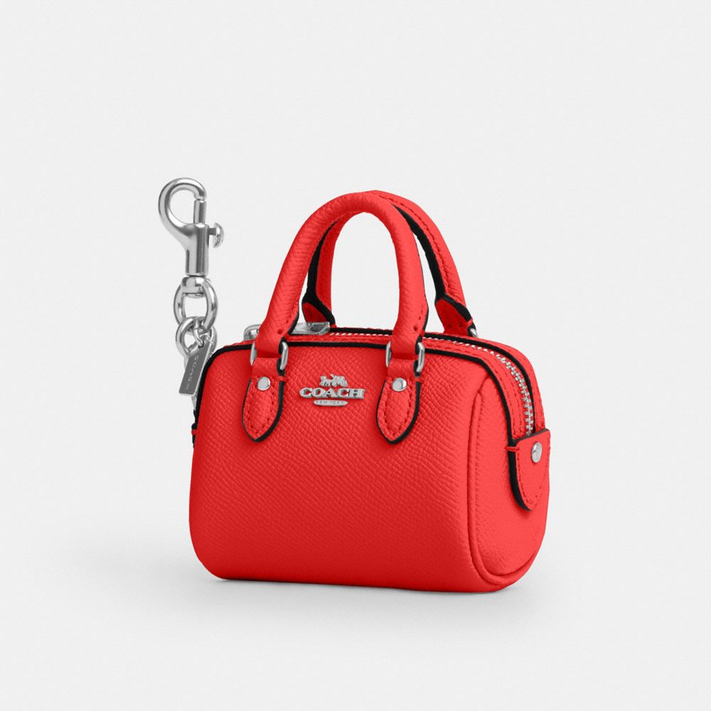 COACH CU279 Mini Rowan Satchel Bag Charm SILVER/MIAMI RED