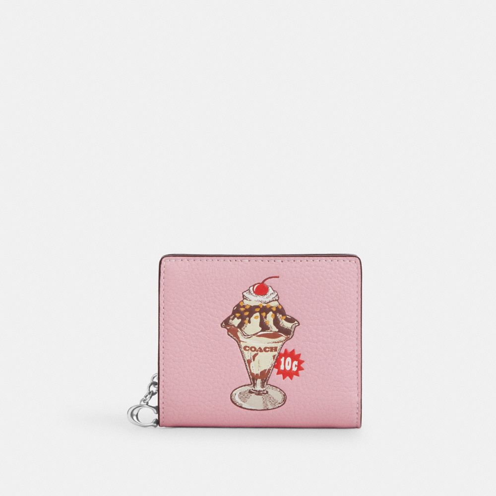 COACH CU385 Snap Wallet With Sundae Graphic SV/CHERRY BLOSSOM