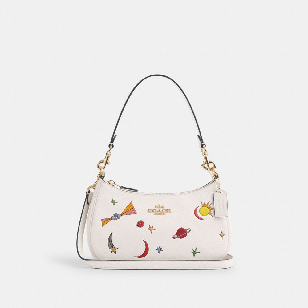 Coach X Observed By Us Teri Shoulder Bag In Leather With Print - CU388 - Gold/Chalk Multi