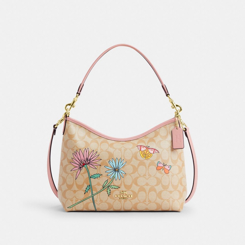 Coach X Observed By Us Laurel Shoulder Bag In Signature Canvas - CU393 - Gold/Light Khaki Multi