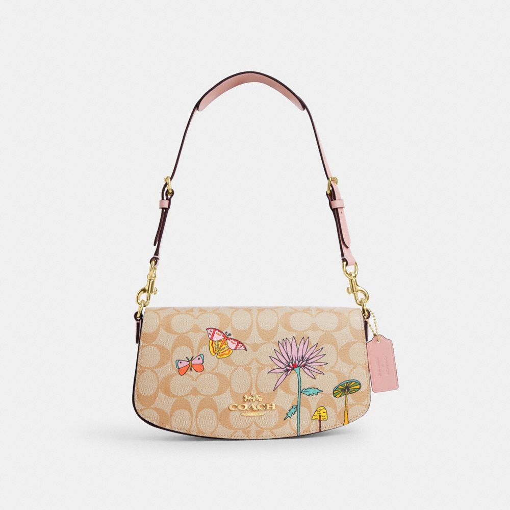 Coach X Observed By Us Andrea Shoulder Bag In Signature Canvas With Print - CU395 - Gold/Light Khaki Multi