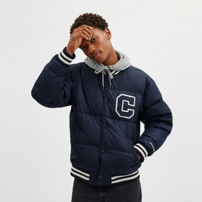 DOWN VARSITY JACKET IN RECYCLED POLYESTER
